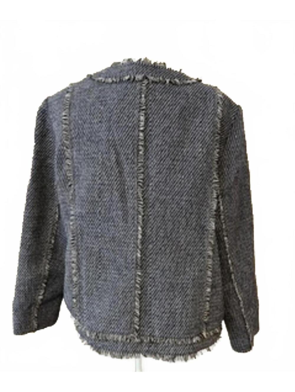 Chico's Tweed Button-Up Jacket with Fringe Detail SIZE 16 - Picture 6 of 8